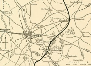 Tyska ställningar nära Ypres, Flandern, första världskriget, 1915, c1920. av Unbekannt