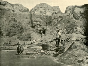Gold Diggers at Work nära Beechworth, Victoria, 1901. av Unbekannt