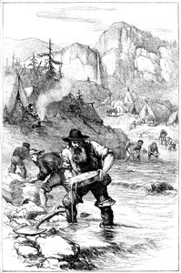 Guldtvätt i Kalifornien, c1840-talet c1880 av Unbekannt