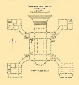 Regeringshuset Calcutta - Plan över första våningen, 1925. av Unbekannt