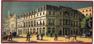 Grand hotels: exteriör vy av Avenida Palace i Lissabon, Portugal - Karta över en serie som presenterar hotellen i "Compagnie Internationale des Grands Hotels", sent 1800- och början av 1900-talet av Unbekannt