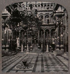 Grekisk katedral i Heliga gravskyrkan, Jerusalem, c1900 av Unbekannt