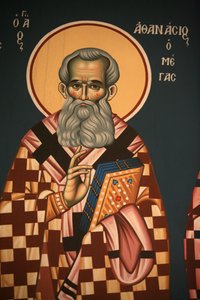 Grekisk-ortodox ikon som föreställer Saint Athanasos den stora Thessalonique Grekland av Unbekannt