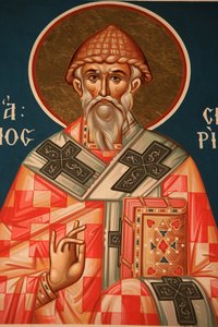 Grekisk-ortodox ikon som föreställer Saint Spiridon Thessalonique Grekland av Unbekannt