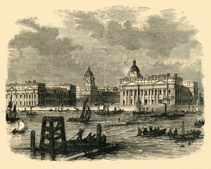 Greenwich Hospital, från floden, c1878. av Unbekannt