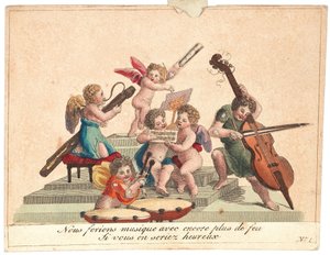 Gratulationskort En änglaorkester, efter 1815. av Unbekannt
