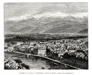 Grenoble från Belledonne-området, Frankrike, 1886 av Unbekannt