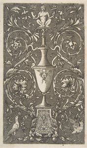 Grotesk med vas, fåglar och akantusrullar, ca. 1515-1600. av Unbekannt