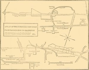Grundplan för New Road från Islington till Edgware Road, 1755, c1876. av Unbekannt