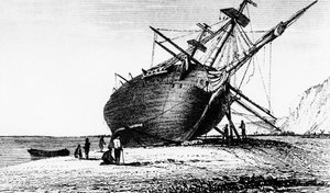 HMS Beagle lades iland, Rio Santa Cruz, Patagonien, Sydamerika, 1834 1839 av Unbekannt