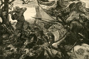 Harold i slaget vid Hastings, 1066, 1890. av Unbekannt