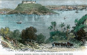 Havannah Harbour, som visar var de femtio inkräktarna sköts, Kuba, c1880 av Unbekannt