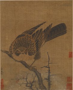 Hök på en bladlös gren, möjligen Yuan-dynastin, 1279-1368. av Unbekannt