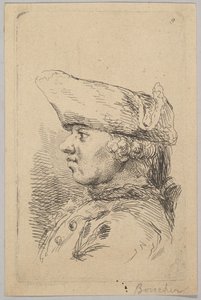 Huvud på en man i profil klädd i en tricorne, 1700-tal. av Unbekannt