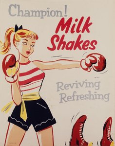 Hälsoutbildning ïChampion! Milkshakes, affisch, c 1955-1960 av Unbekannt