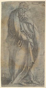 Kraftigt draperad mansfigur, 1500-tal. av Unbekannt