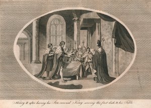 Henrik II, efter att ha krönt sin son till kung, serverade den första rätten till hans bord, 1170 1793 av Unbekannt
