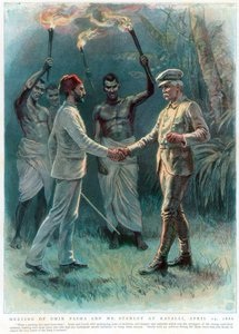 Henry Morton Stanley, walesisk journalist och upptäcktsresande, möter Emin Pasha i Kavalli, 29 april 1888 av Unbekannt