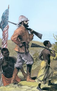 Henry Morton Stanley närmar sig Tanganyikasjön, Afrika, 1800-talet av Unbekannt