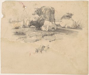 Boskapsbesättning, 1800-talet. av Unbekannt
