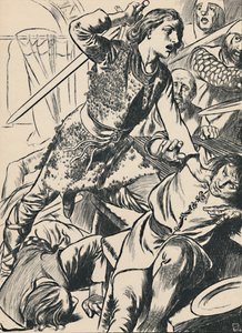 Hereward och hans män attackerar normanderna, c1907 av Unbekannt