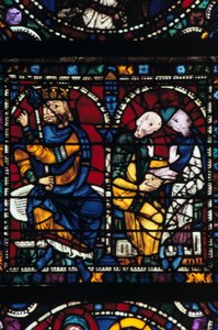 Herodes och hans rådgivare, målat glas, Chartres katedral, Frankrike, 1145-1155 av Unbekannt