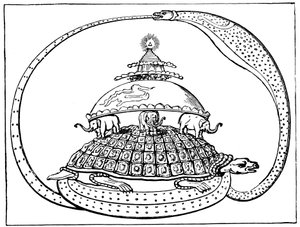 Hinduiskt begrepp om universum, c1880 av Unbekannt