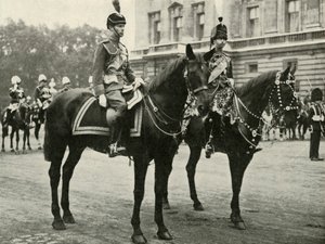 Hans Majestät med hertigen av Gloucester, vid Trooping the Colour, 1928, 1937. av Unbekannt
