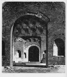 Det antika Roms historia. Aula Palatina är en romersk palatsbasilika som byggdes av kejsaren Konstantin (306–337 e.Kr.) i början av 300-talet. av Unbekannt