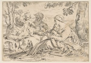 Helig familj med Sankta Elizabeth och Sankt Johannes Döparen, kopia omvänt a..., ca.1639 eller senare. av Unbekannt