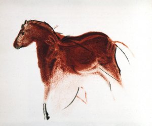Häst och hind, paleolitisk grottmålning från Altamira, södra Spanien, c16 000-c9000 f.Kr. av Unbekannt