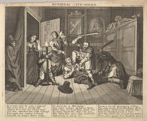 Hudibras Catechized Plate 9: Illustrationer till Samuel Butlers Hudibras, 1725-30. av Unbekannt