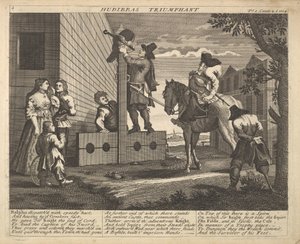 Hudibras Triumphant Plate 4: Illustrationer till Samuel Butlers Hudibras, 1725-30. av Unbekannt
