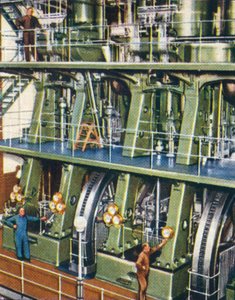Enorma trippelexpansionspumpmotor, 1938 av Unbekannt