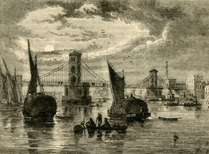 Hungerford Suspension Bridge, 1850, 1881. av Unbekannt