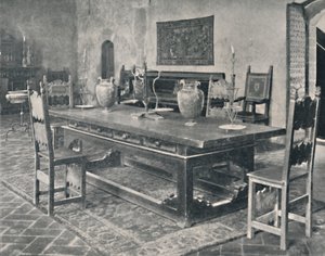 Interiör, Palazzo Davanzati - Med 1400-talsbord från Parma eller Modena District, 1928 av Unbekannt