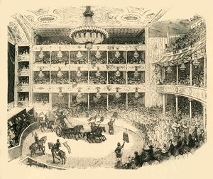 Interiör av Astleys Amphitheater 1843, c1878. av Unbekannt