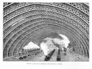 Interiör av St Pancras järnvägsstation, London, 1865 av Unbekannt