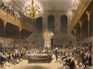 Interiör av House of Commons, Westminster, London, 1809 av Unbekannt