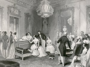 Interiör av den gula salongen, Buckingham Palace, London, 1840 av Unbekannt
