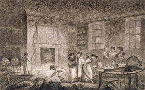 Interiörvy av Nathaniel Bentleys lokaler, Leadenhall Street, City of London, 1804 av Unbekannt