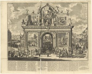 Investeringsplaner: Minnesbåge uppförd vid begravningsplatsen för ruinerade aktieägare, 1720. av Unbekannt