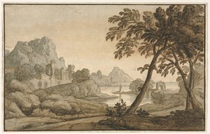 Italienskt landskap, 1700-tal. av Unbekannt