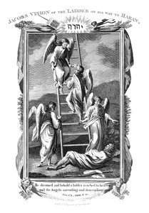 Jacobs drömmer om änglar som stiger upp och ner för stegen till himlen, c1808 av Unbekannt