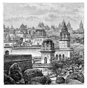 Jaina-templen, Junagadh, Gujarat, Indien, 1895 av Unbekannt