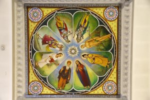 Jalaram Prathana Hindu Temple, Leicester. Takkonstverk. Gudar (inklusive Jesus Kristus). Storbritannien av Unbekannt