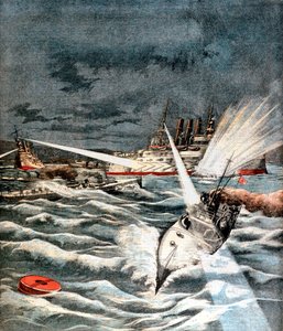 Japanska torpedbåtar gör överraskningsattack, rysk-japanska kriget, 1904 av Unbekannt