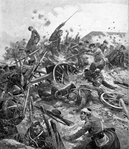 Japanska trupper stormar ryska fortet, rysk-japanska kriget, 1904-5 av Unbekannt