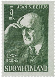 Jean Sibelius frimärke, 1945 av Unbekannt