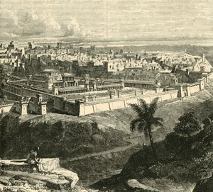 Jerusalem i Jesu Kristi tid, visar templet som återställt av Herodes den store, 1890. av Unbekannt